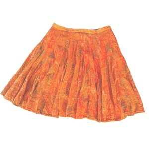 Tommy Bahama Skirt Sz 8 Orange Floral Paisley Pleated Sheer‎ Cotton Flowy Whimsy